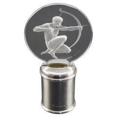 Rene Lalique Archer car mascot C1926 mounted on a silver plinth