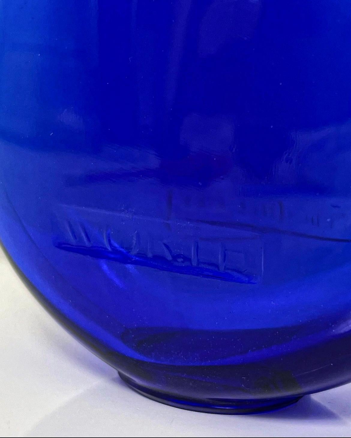 René Lalique Art Deco Bottiglia di profumo blu cobalto per Worth 