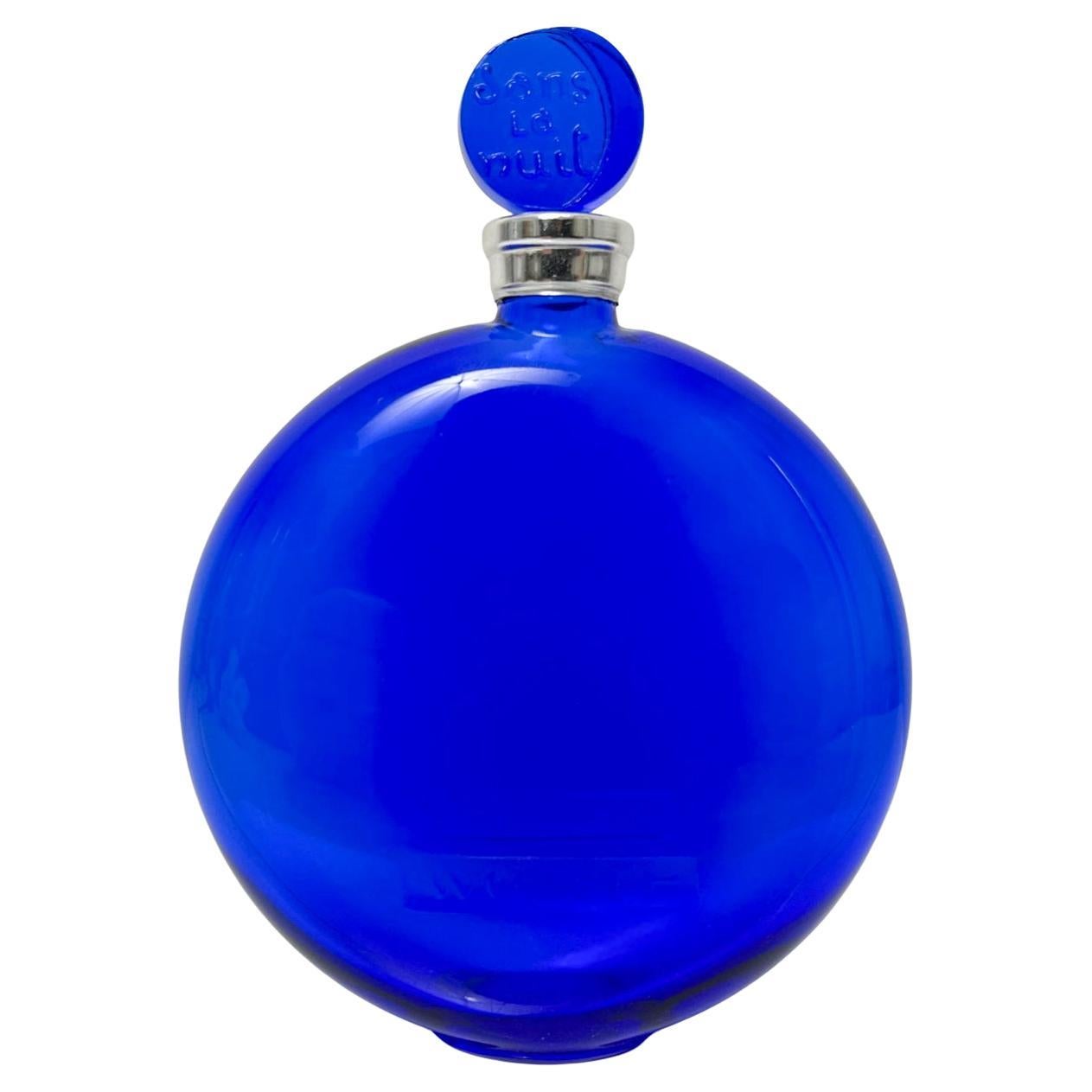 René Lalique Art Deco Cobalt Blue Perfume Bottle for Worth Dans la Nuit, 1930