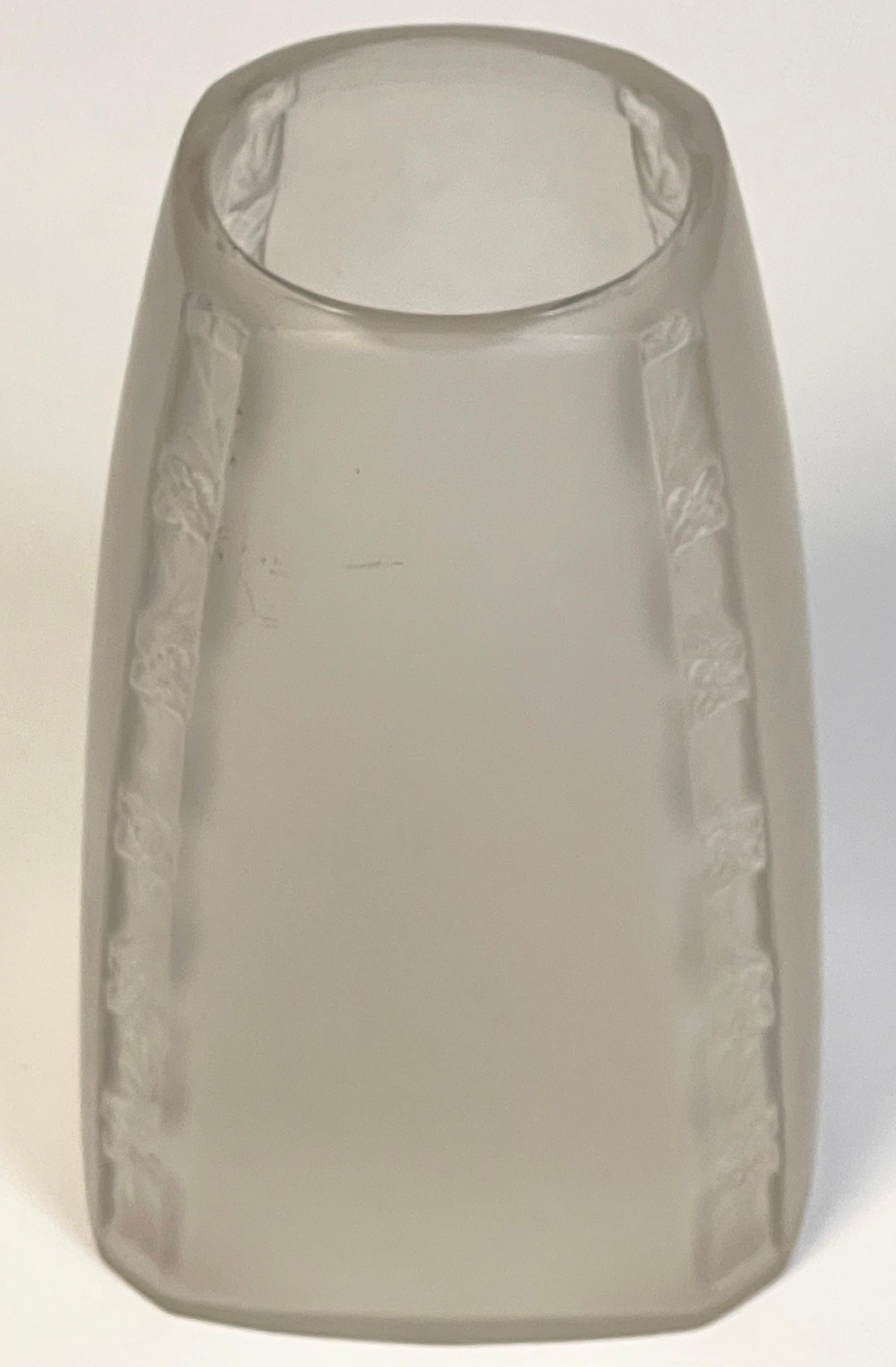 French Rene Lalique Art Deco Glass Vase For Sale
