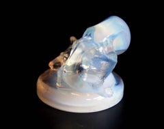 French Rene Lalique Art Deco Opal Glass Fox Cachet