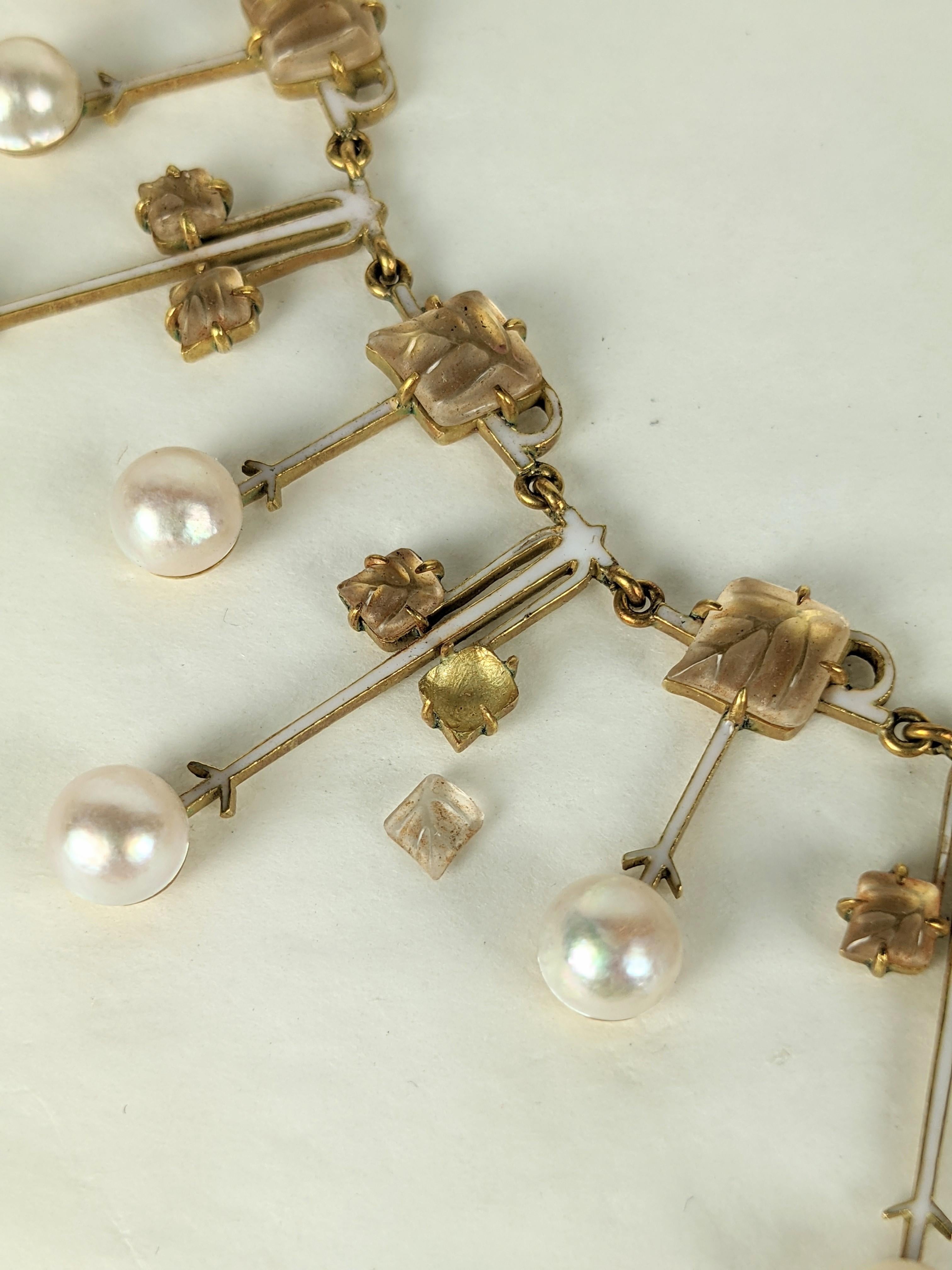 Collare Art Nouveau con foglie e perle di Rene Lalique in vendita 9