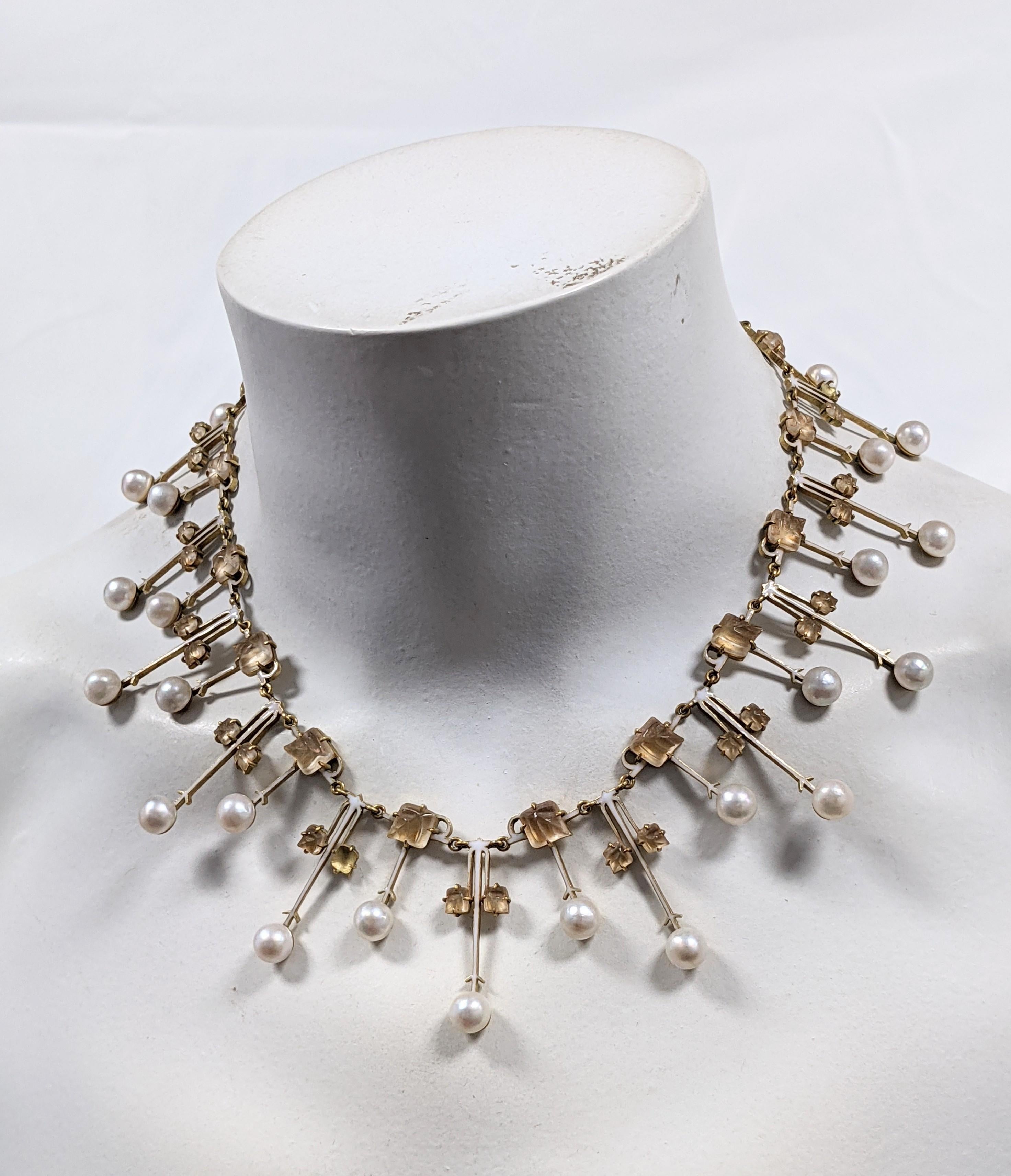 Collare Art Nouveau con foglie e perle di Rene Lalique in vendita 12