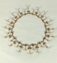 Rene Lalique Art Nouveau Leaf and Pearl Collar