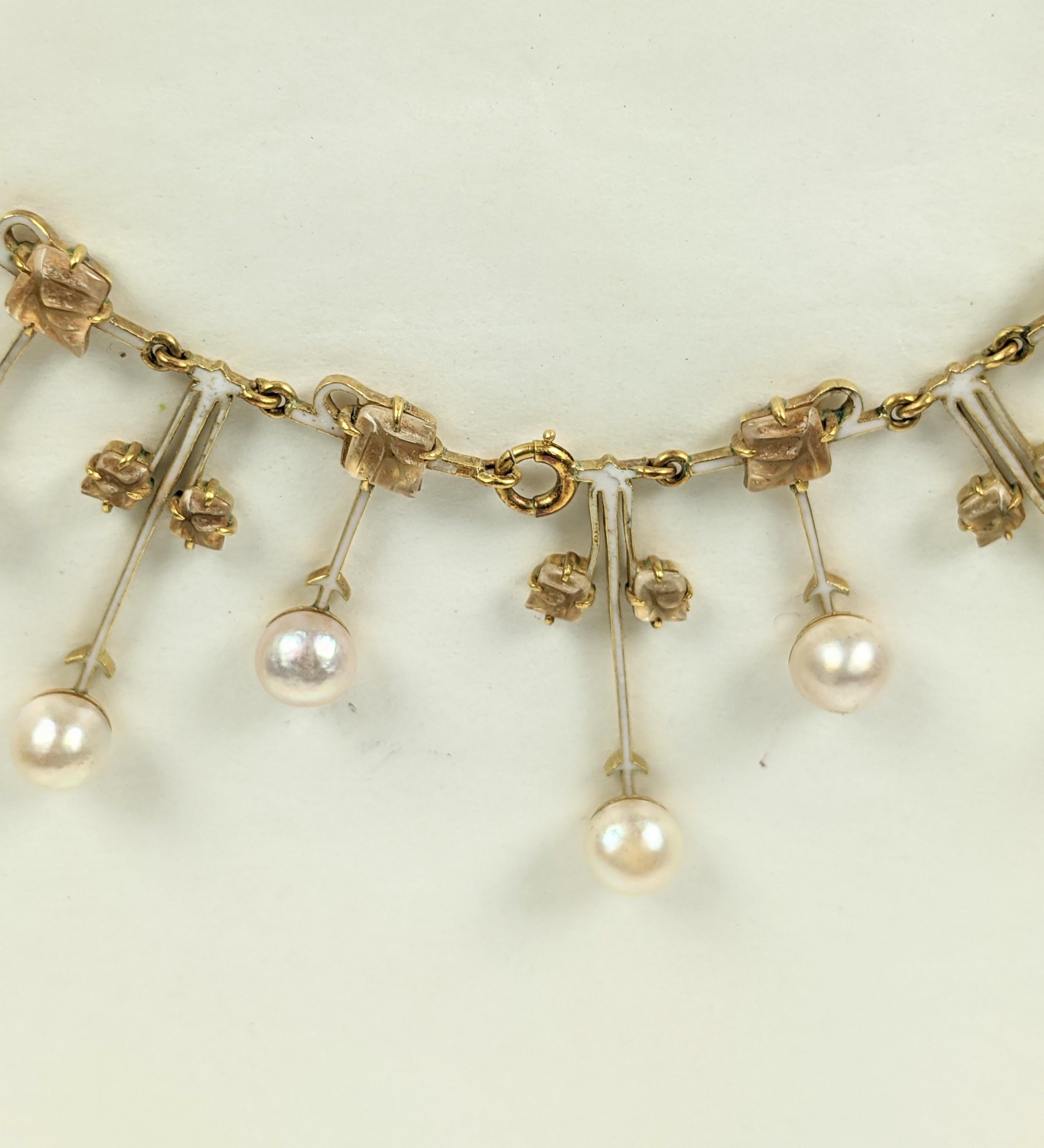 Collare Art Nouveau con foglie e perle di Rene Lalique in vendita 1