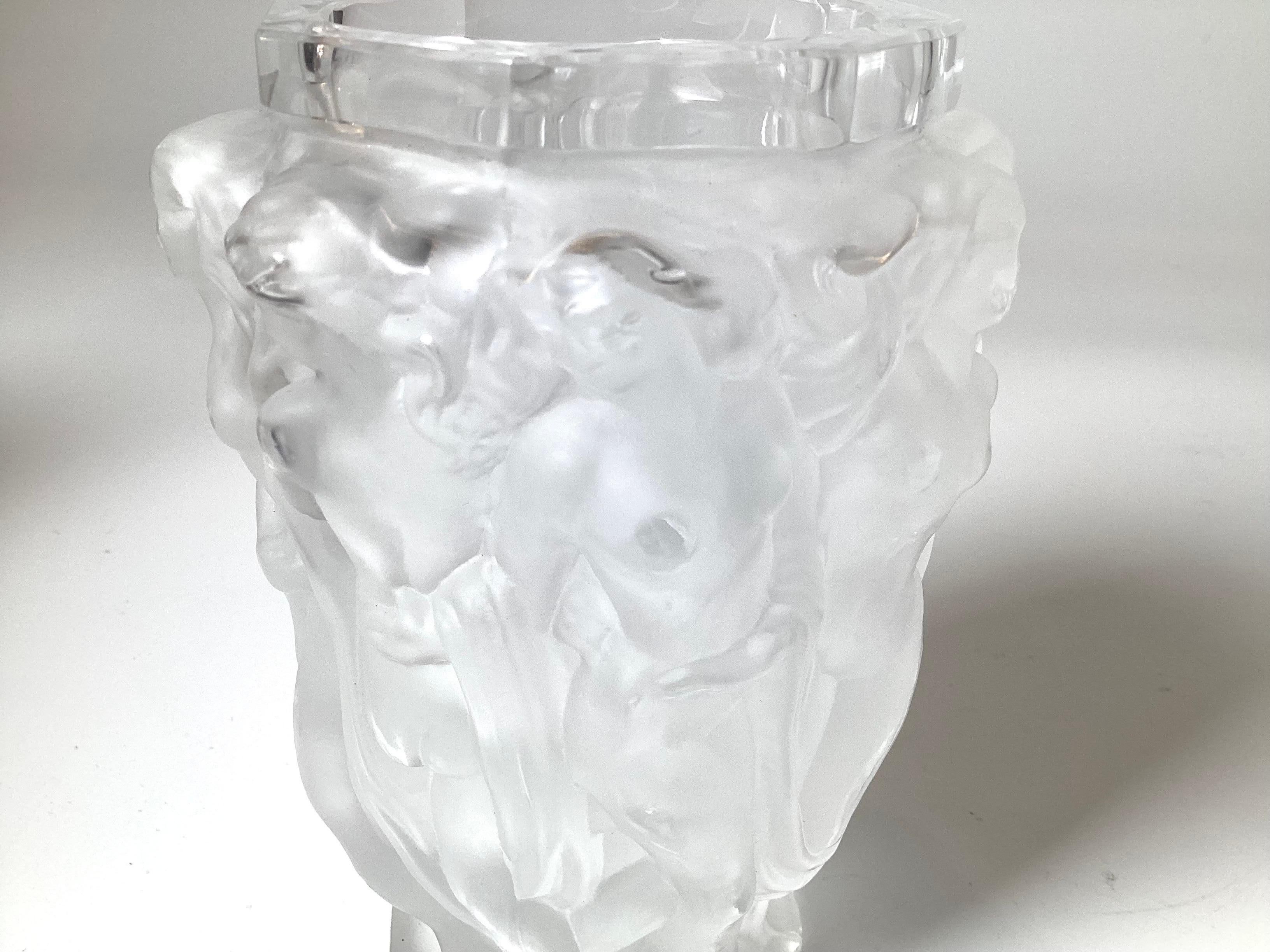 Art Glass Rene Lalique Bacchantes Vase, Dancing Nudes 1930s For Sale