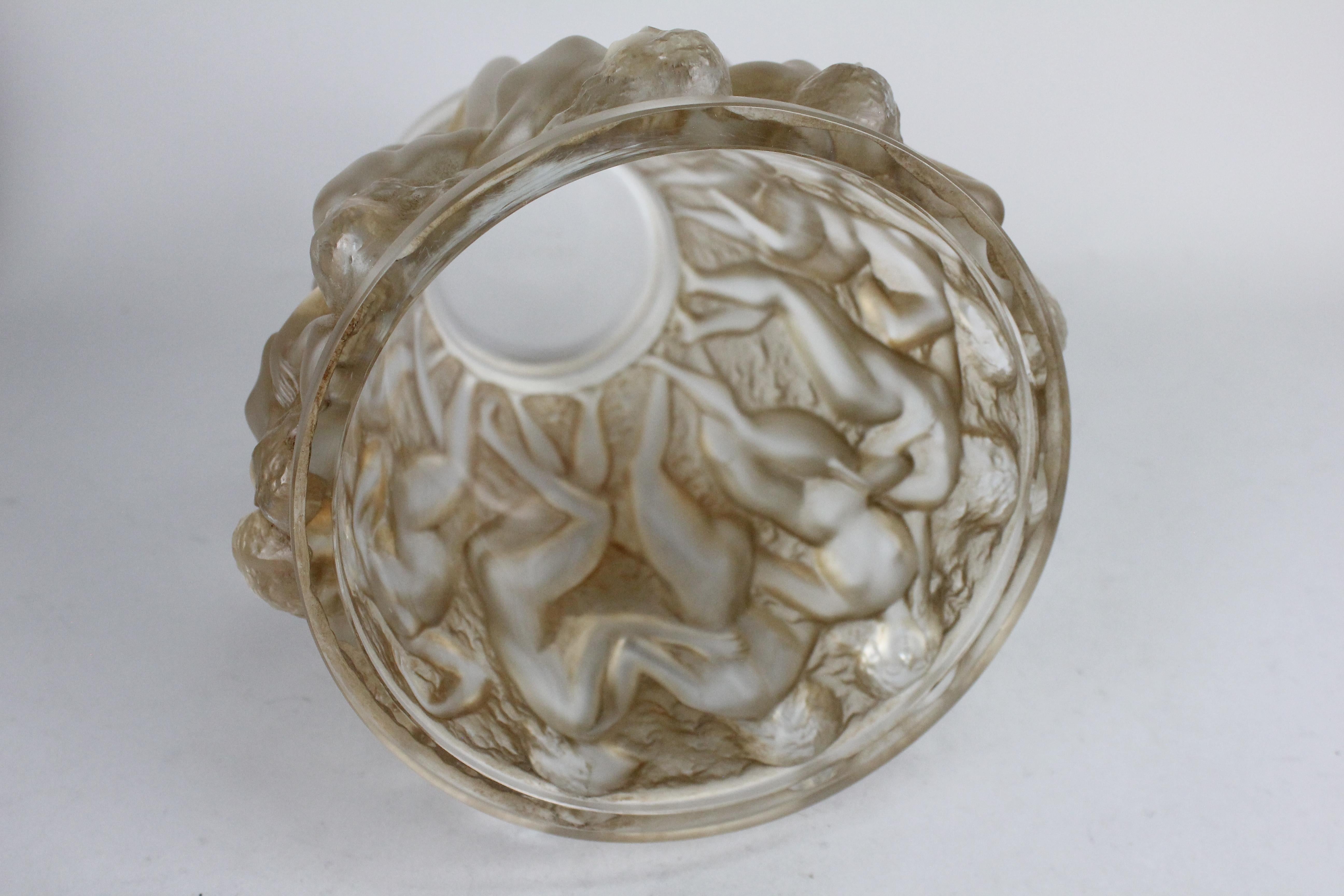 René Lalique Bacchantes Vase, Sepia Stained 9