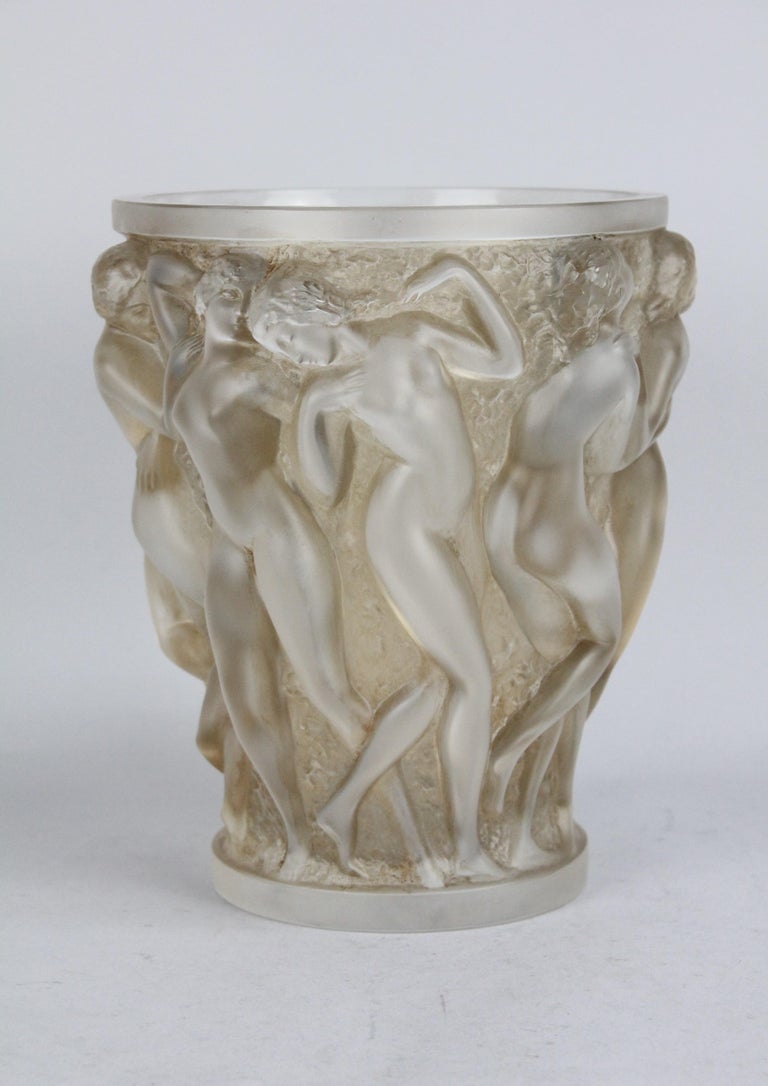 René Lalique Bacchantes Vase, Sepia Stained In Good Condition In Skanninge, SE