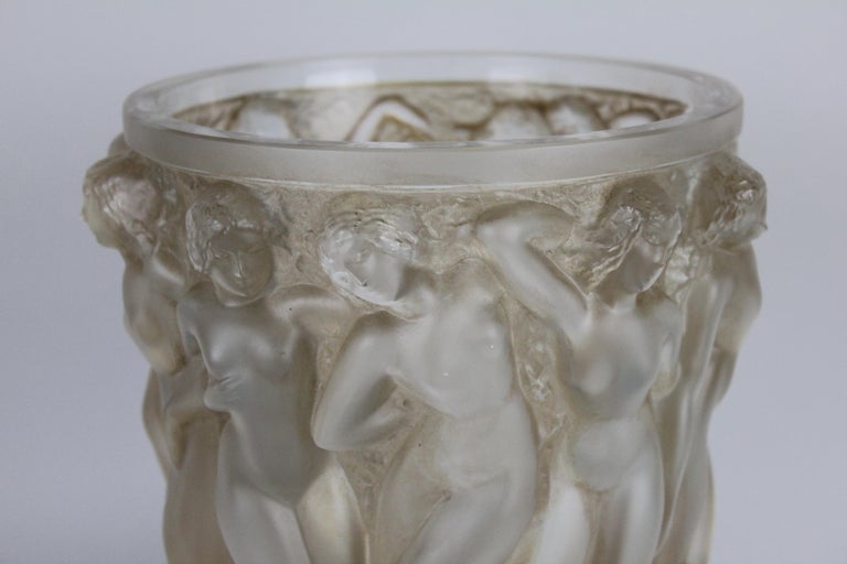 Mid-20th Century René Lalique Bacchantes Vase, Sepia Stained