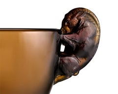 René Lalique Béliers Deep Topaz Glass Vase