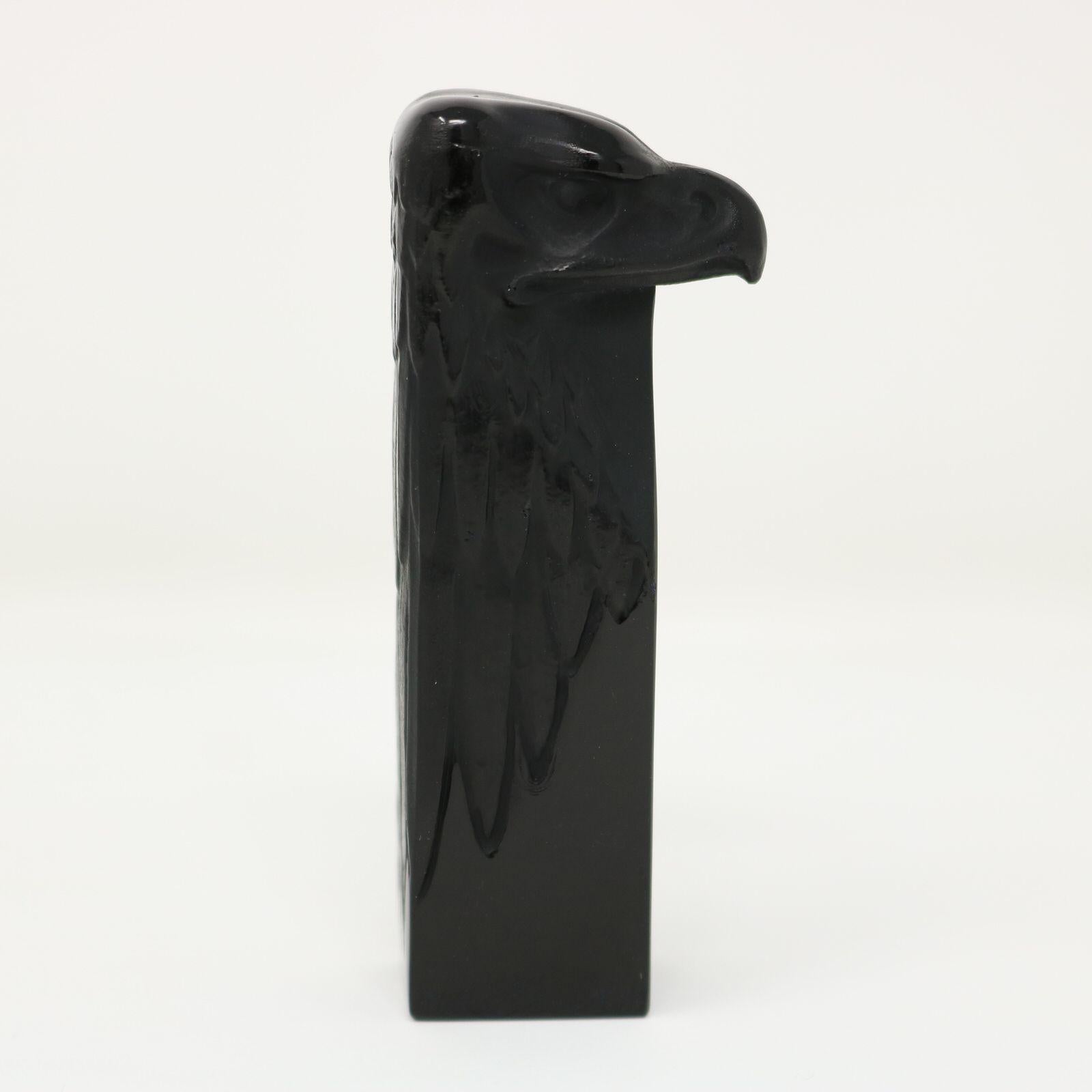 Rene Lalique Black Glass Glass 'Tete D'aigle' Cachet In Good Condition For Sale In Chelmsford, Essex