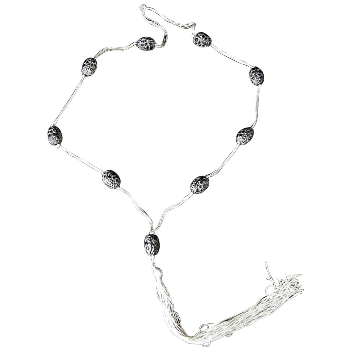 Rene Lalique Black Glass 'Grosses Graines' Necklace For Sale