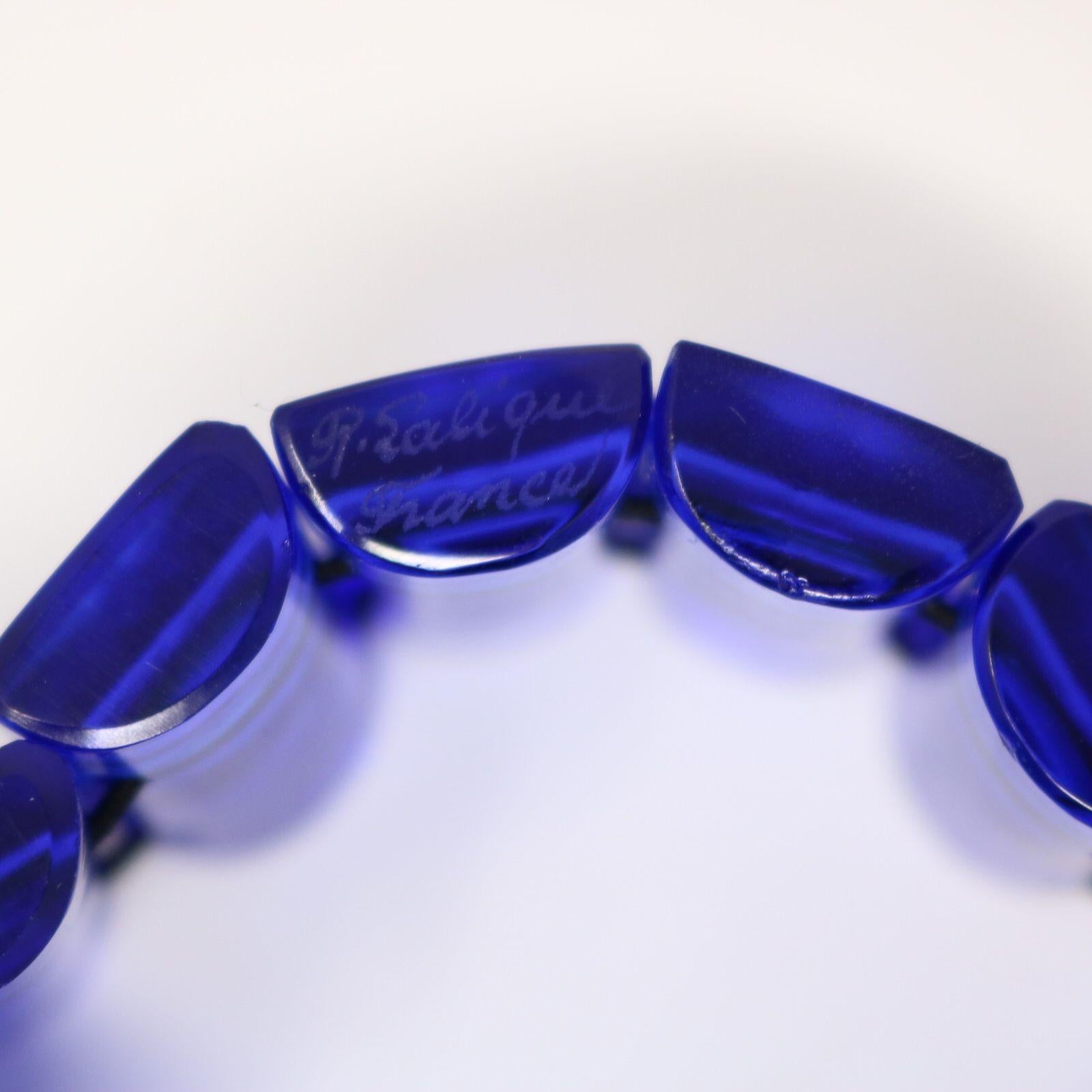 Rene Lalique Blaues Glasarmband „Ceriser“ (Frühes 20. Jahrhundert) im Angebot