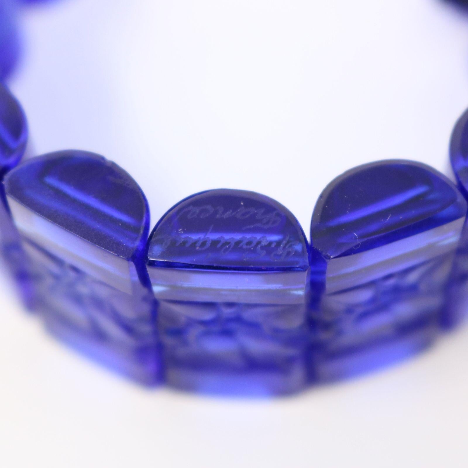 Rene Lalique Blue Glass 'Ceriser' Bracelet For Sale 1