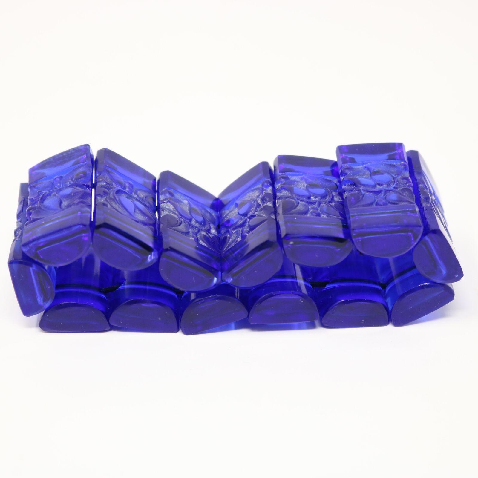 Rene Lalique Blue Glass 'Ceriser' Bracelet For Sale 2