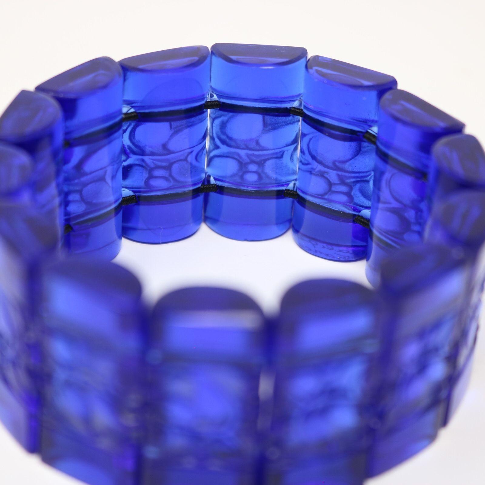 Rene Lalique Blue Glass 'Ceriser' Bracelet For Sale 3