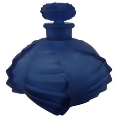 Antique Rene Lalique Blue Glass 'Camille' Perfume Bottle