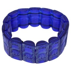 Antique Rene Lalique Blue Glass 'Poussins' Bracelet