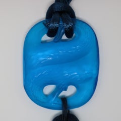 Rene Lalique Blue Glass Serpents Pendant