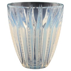 Rene Lalique Blue Opalescent Art Deco Chamonix Vase Designed 1933