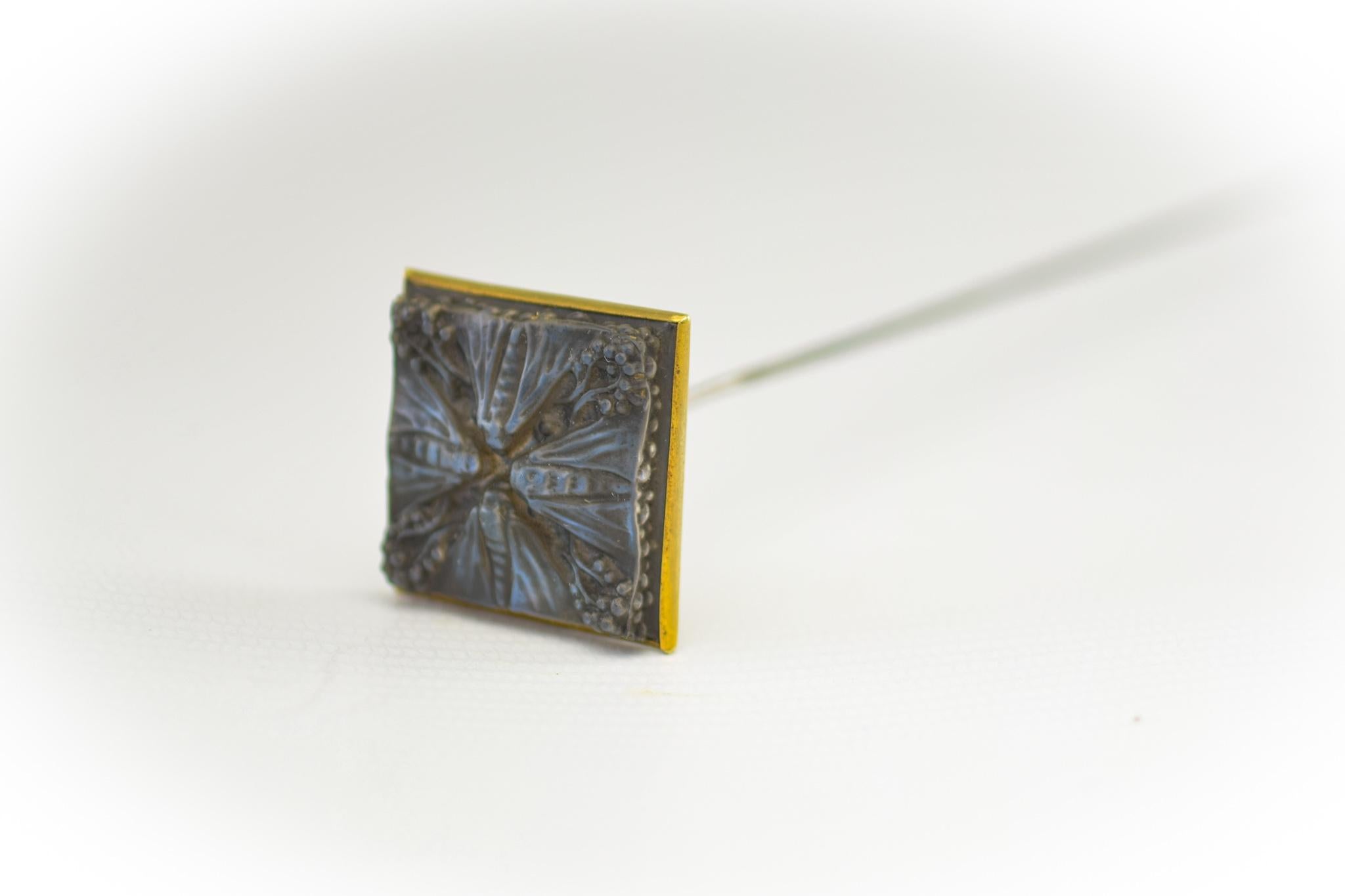 Art Nouveau Rene Lalique Blue Quatre Papillons hatpin C1912 For Sale