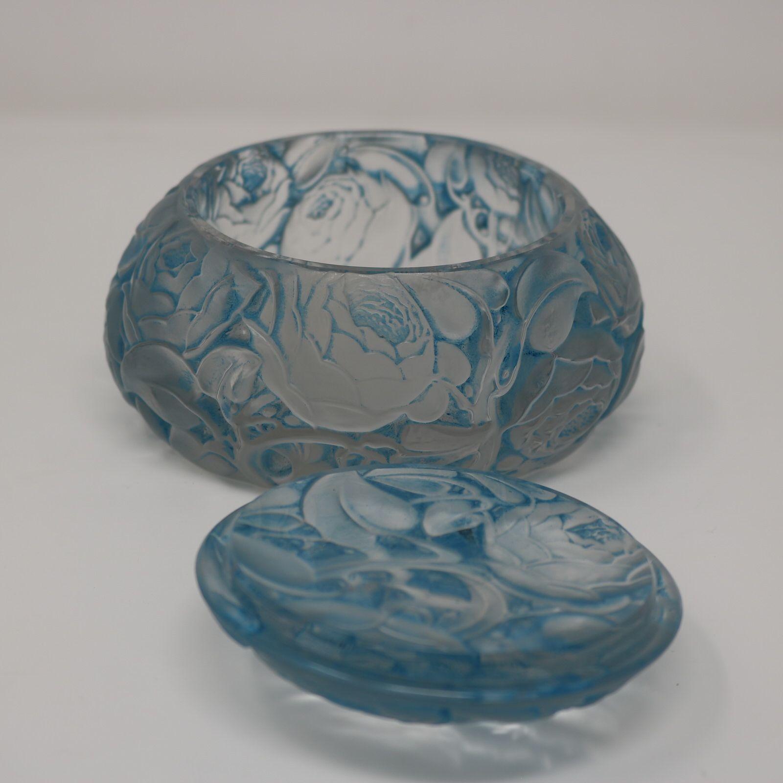 Early 20th Century Rene Lalique Blue Stained Glass Dinard Box