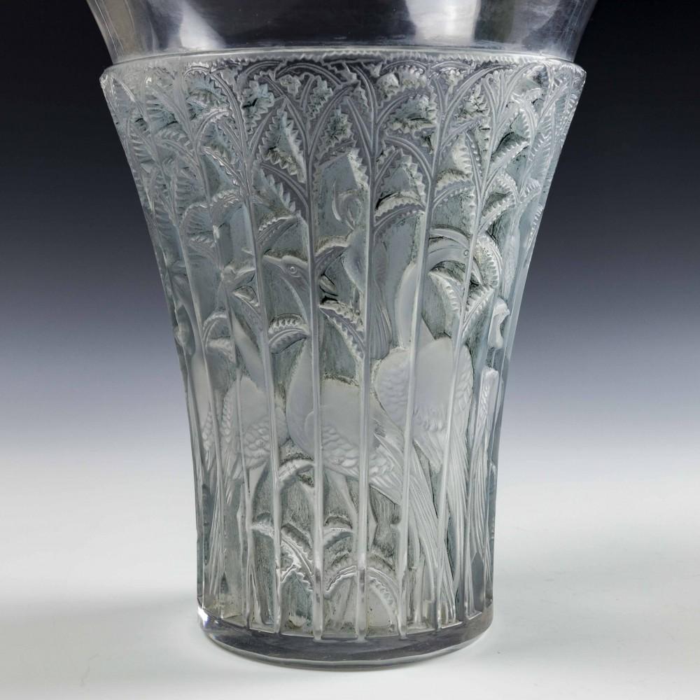 French René Lalique Blue Stained Ibis Vase For Sale