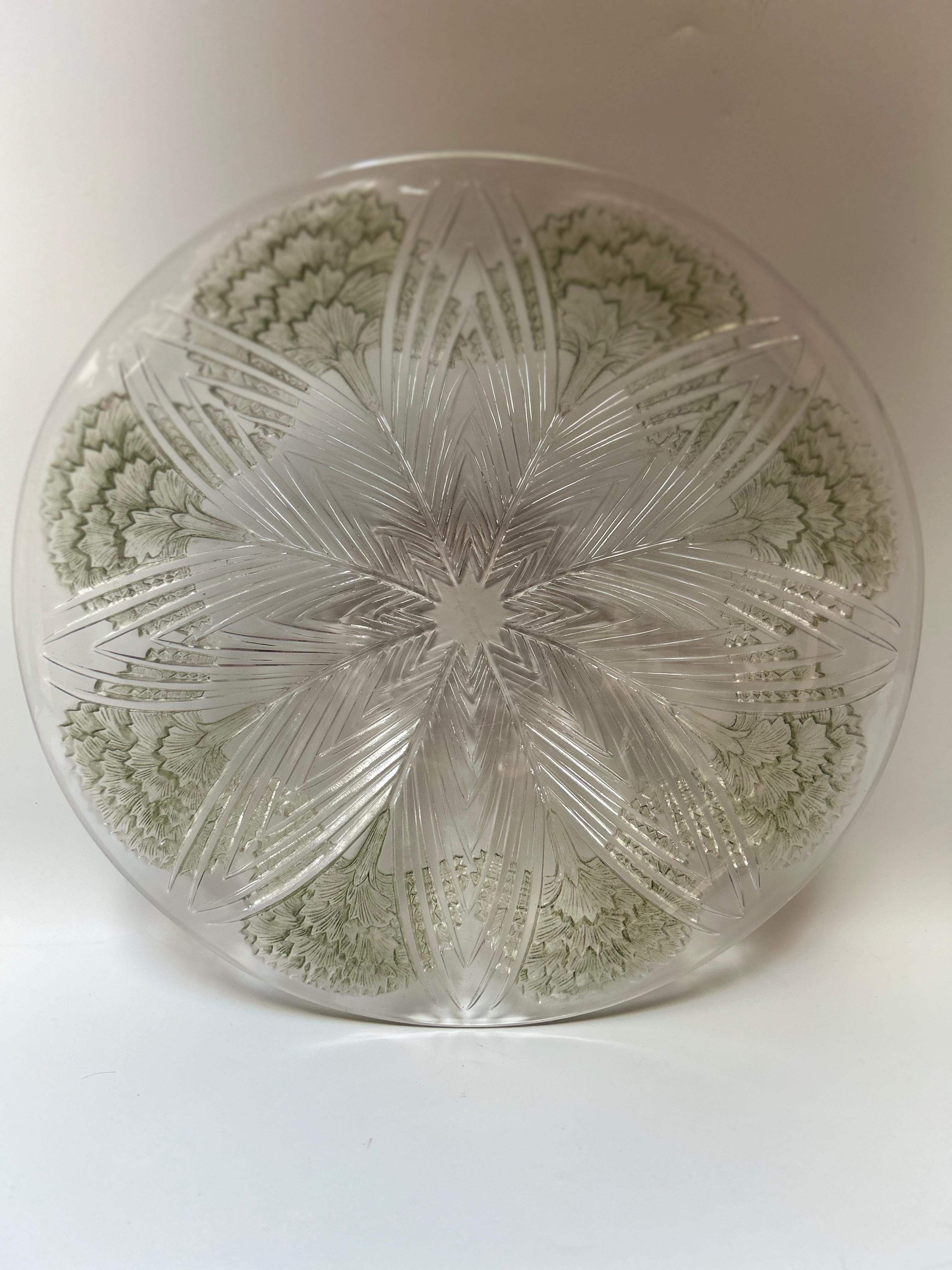 René Lalique Schale Teller Schale Oeillets Nelken Erstellt in 1932 im Angebot 3