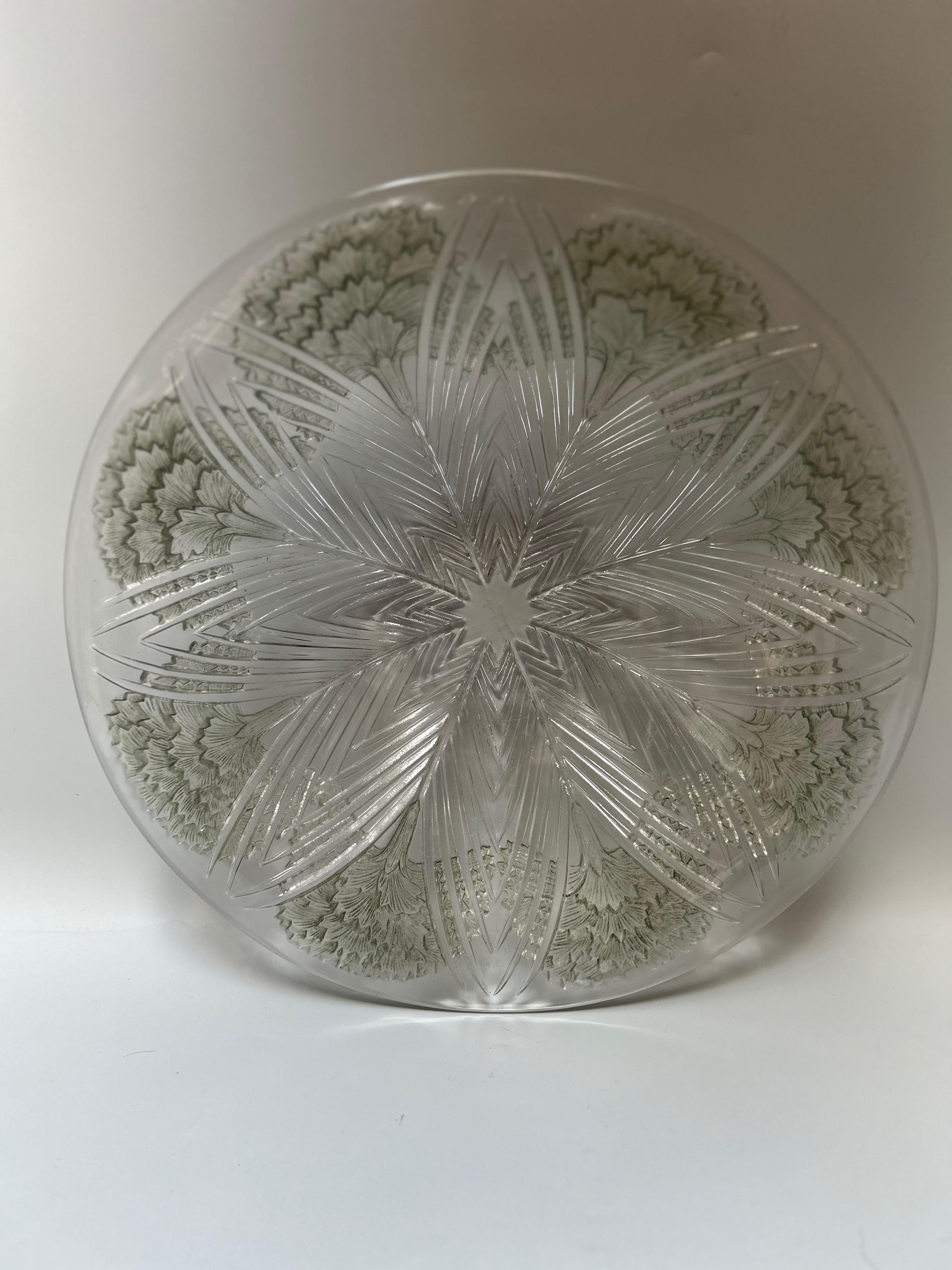 René Lalique Schale Teller Schale Oeillets Nelken Erstellt in 1932 im Angebot 4