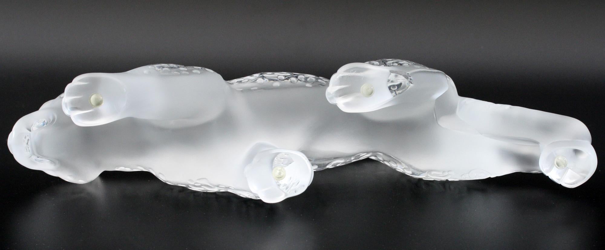 Rene Lalique Boxed Large Frosted Art Glass Jaguar Cat 4