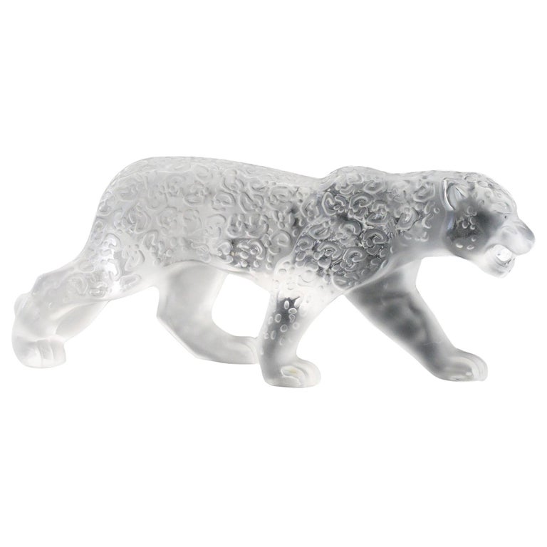 Rene Lalique Boxed Large Frosted Art Glass Jaguar Cat For at 1stDibs