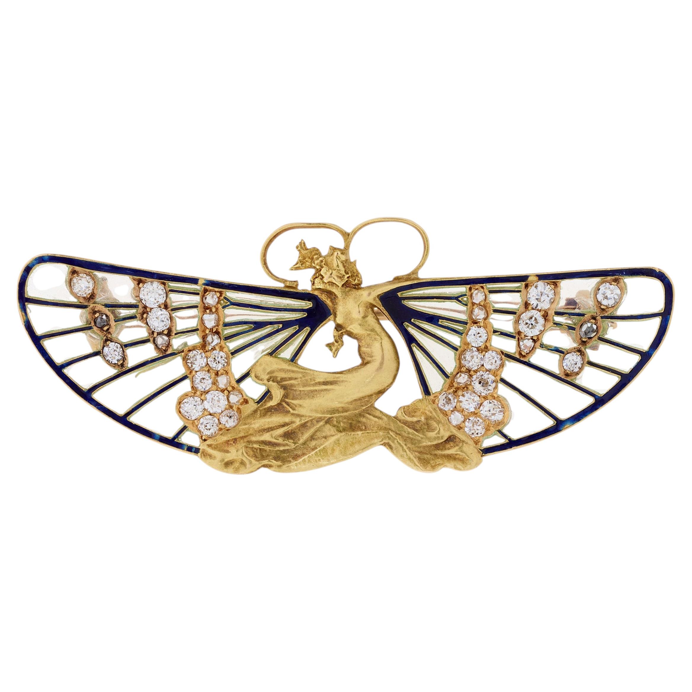 René Lalique Butterfly Woman Brooch
