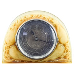 Antique Rene Lalique Butterscotch Moineaux clock C1924