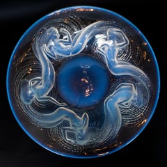 René Lalique "Calypso" Blue Opalescent Charger Swirling Nymphs, circa 1930