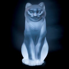 1950's Lalique Cat Whisker and Fur Detail Signed Lalique France H 20cm
