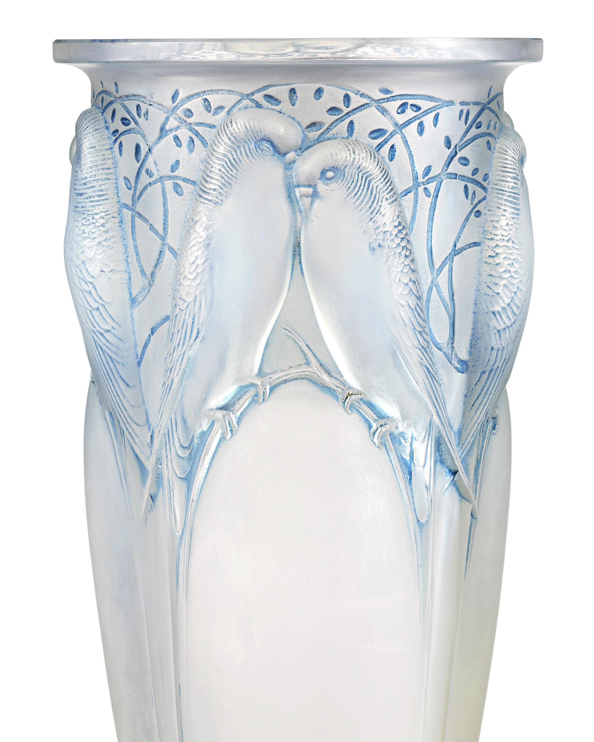 lalique parakeet vase