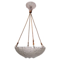 René Lalique "Charmes" Frosted Glass Pendant Light, Model 2458, France, 1924