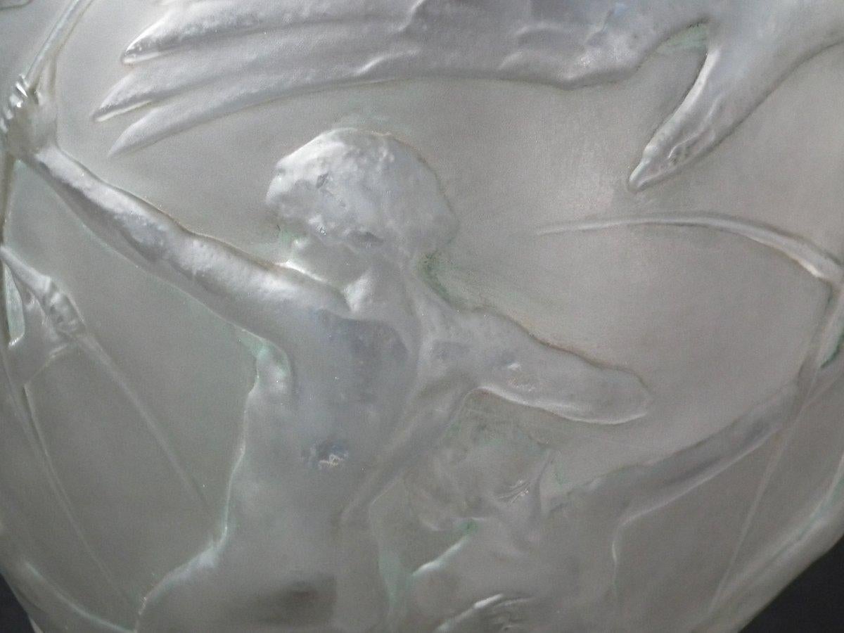 Rene Lalique Clear and Frosted Glass 'Archers' Vase In Good Condition In Chelmsford, Essex