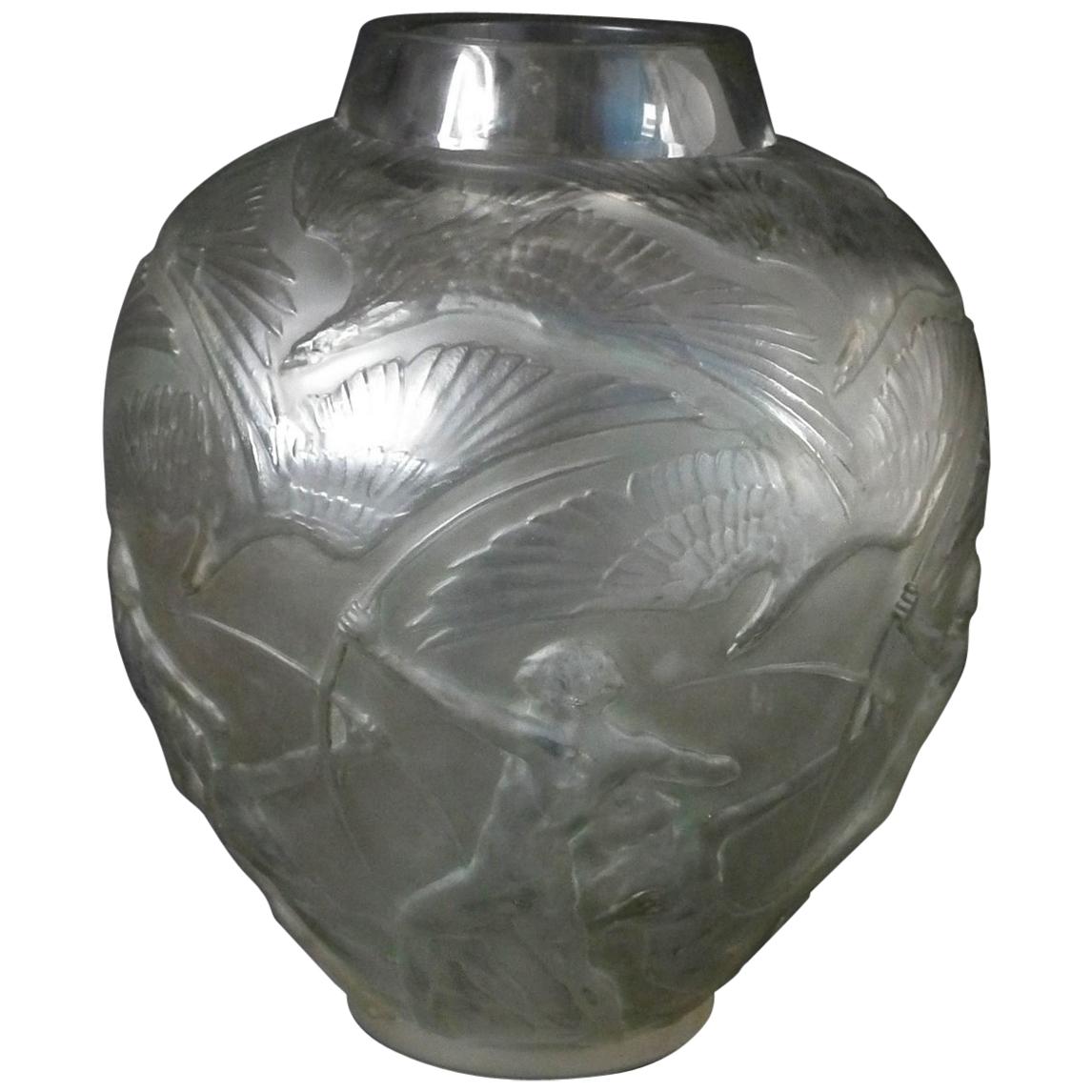 Rene Lalique Clear and Frosted Glass 'Archers' Vase