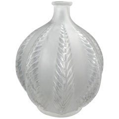 Antique René Lalique Clear and Frosted Glass 'Malines' Vase