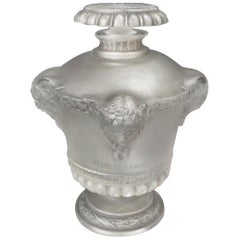 Rene Lalique Clear & Frost with Grey Staining Glass 'Guerlain Bouquet de faunes'