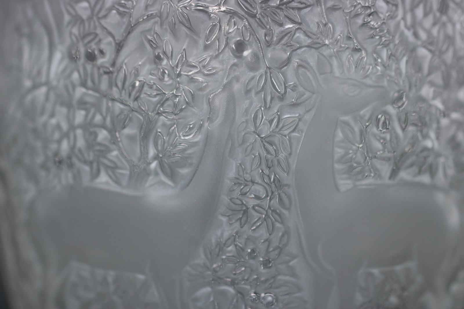 Rene Lalique Clear & Frosted Glass Deer Vase 2