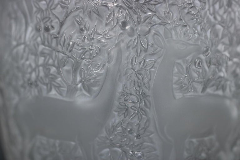 Rene Lalique Clear & Frosted Glass Deer Vase For Sale 4