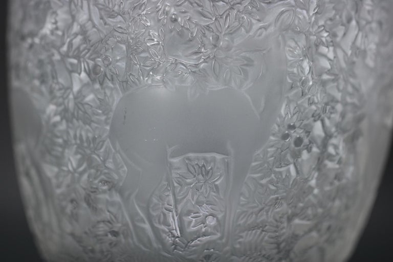 Rene Lalique Clear & Frosted Glass Deer Vase For Sale 5