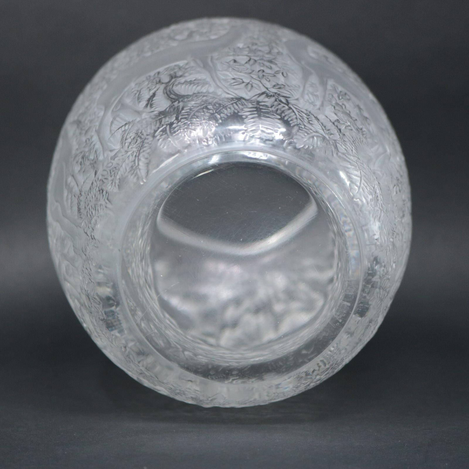 French Rene Lalique Clear & Frosted Glass Deer Vase