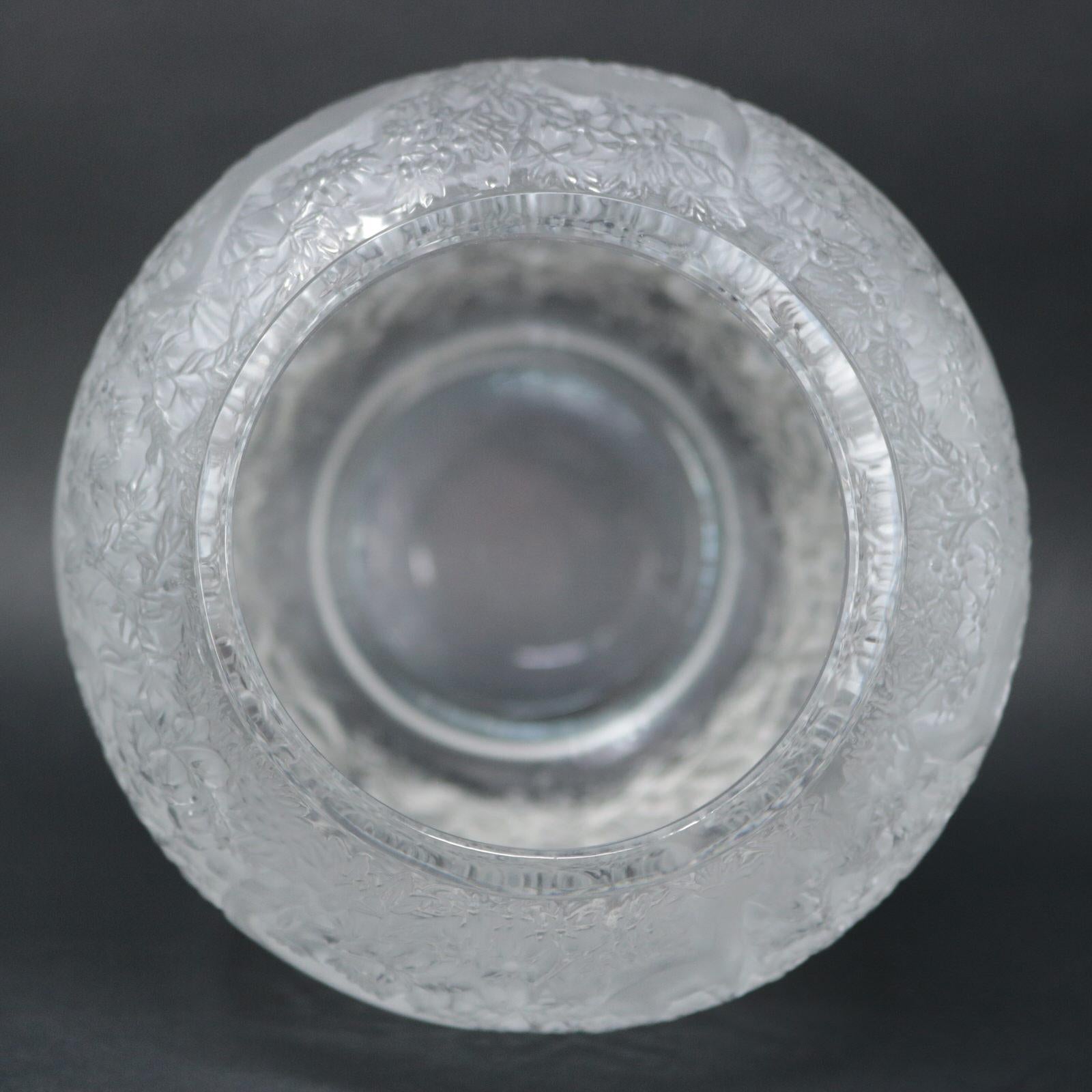 Rene Lalique Clear & Frosted Glass Deer Vase In Good Condition In Chelmsford, Essex