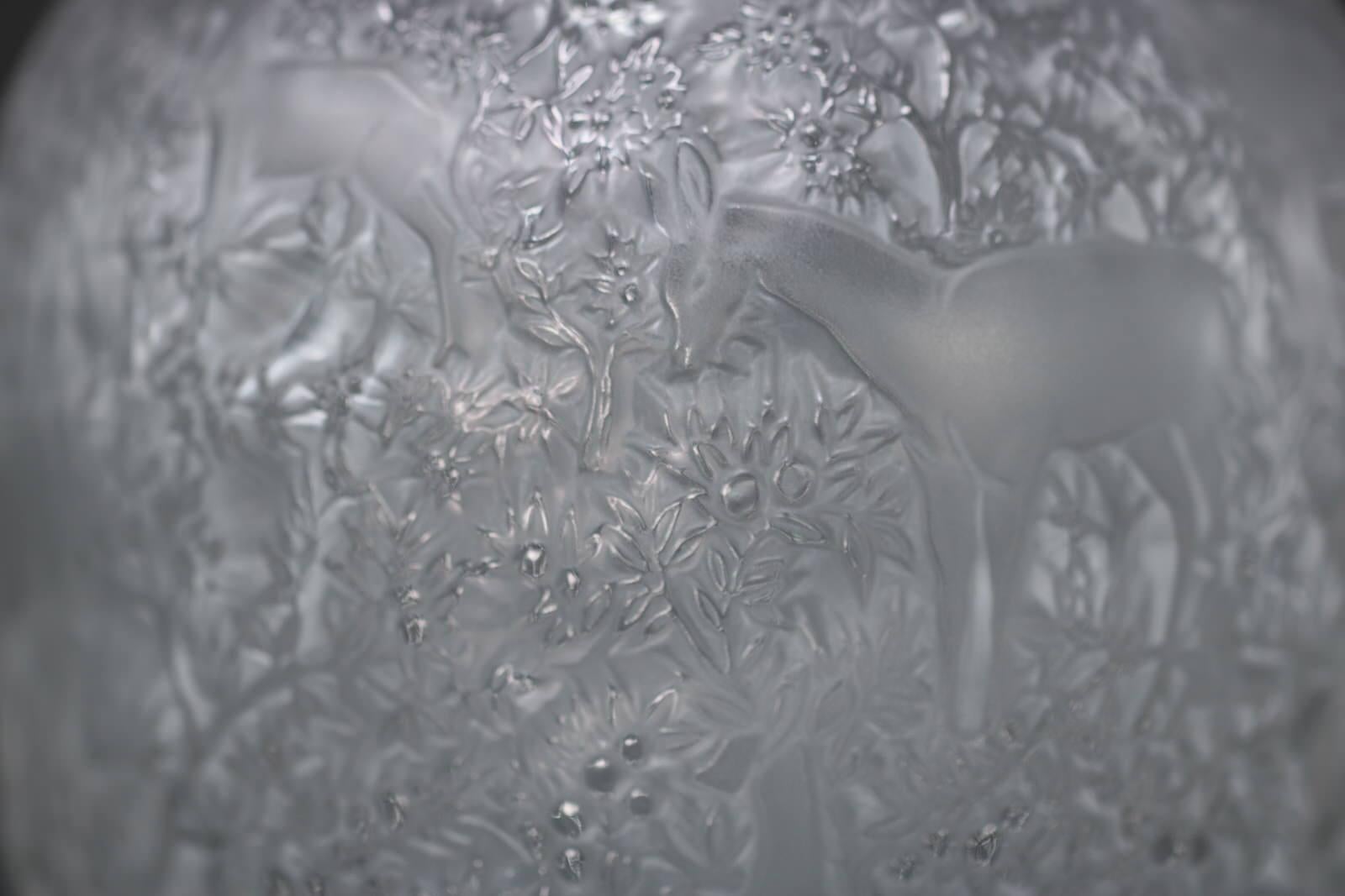 Rene Lalique Clear & Frosted Glass Deer Vase 1