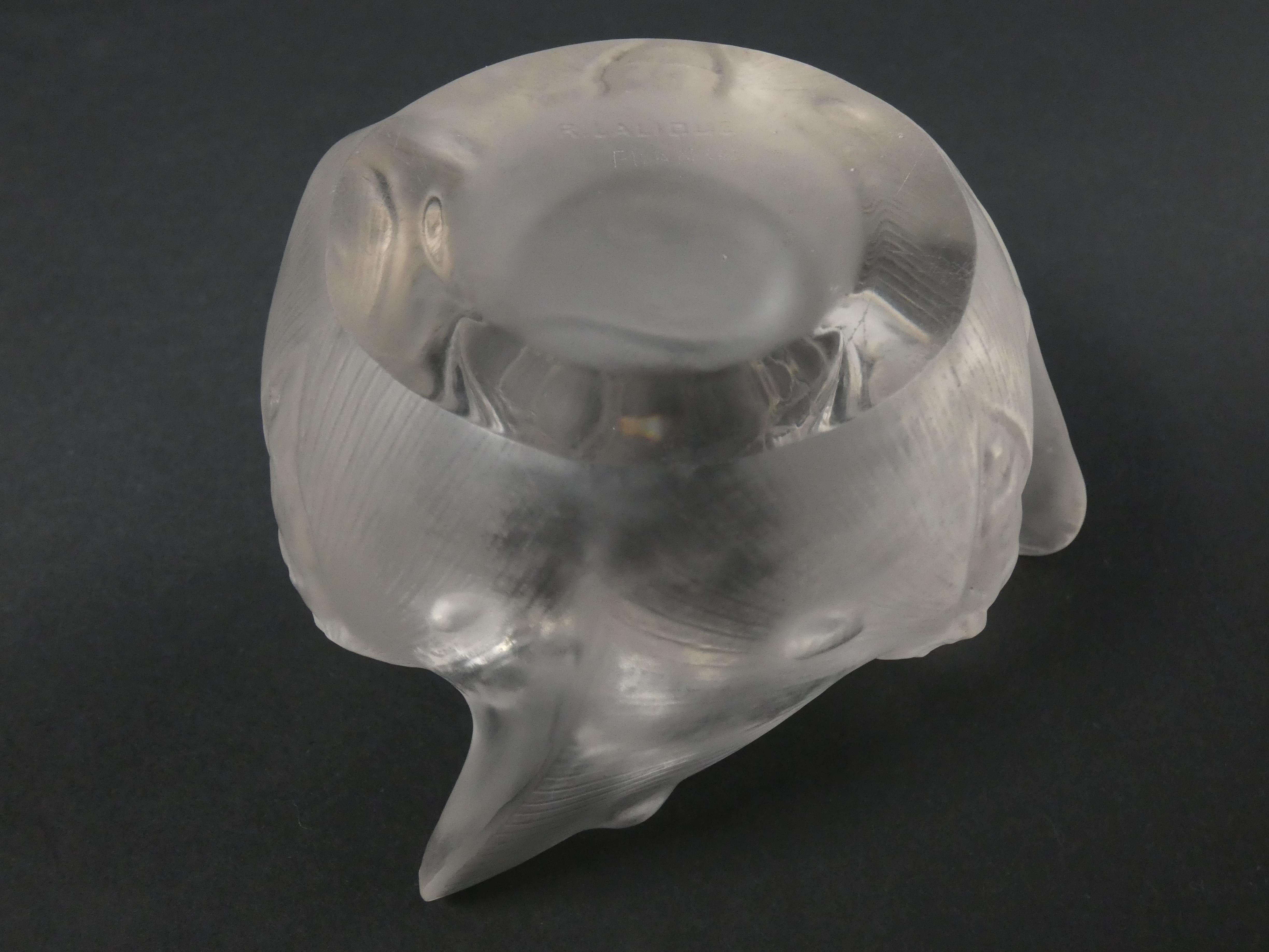 Pressed René Lalique Clear & Frosted Glass 'Trois Papillons' Inkwell For Sale