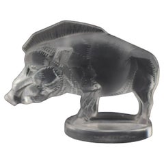 Rene Lalique clear & frosted Sanglier (wild boar) car mascot C1929