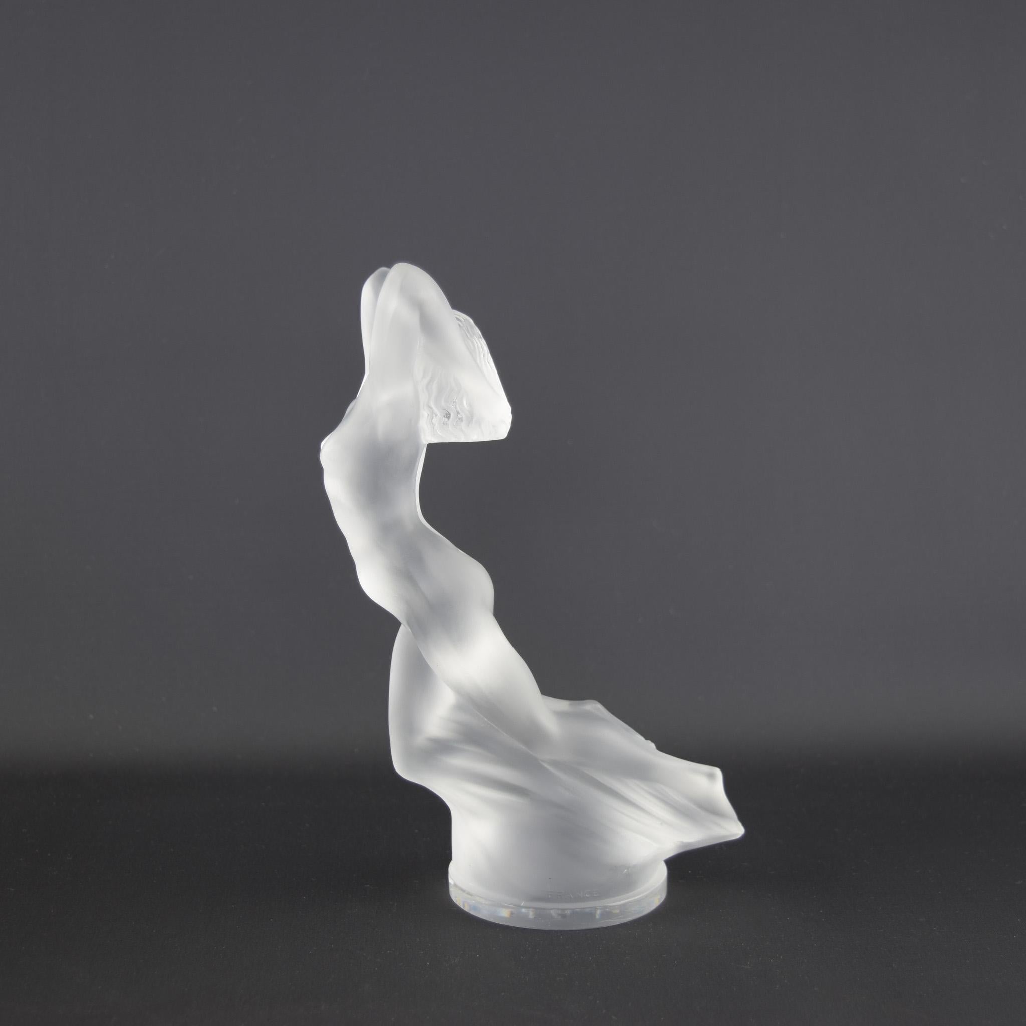 Rene Lalique Clear & frosted Vitesse car mascot/ hood ornament In Good Condition In Devon, GB